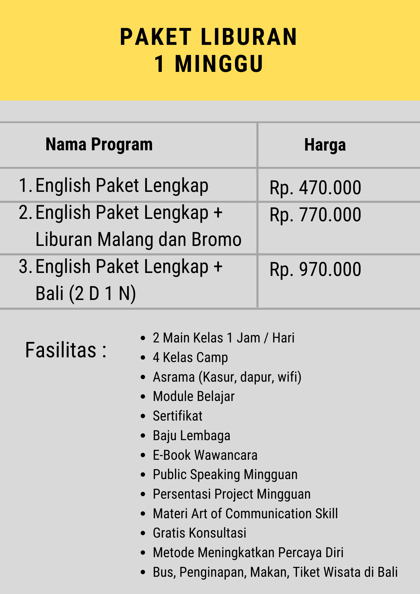 Program Liburan Terbaik dan Murah Kampung Inggris Pare