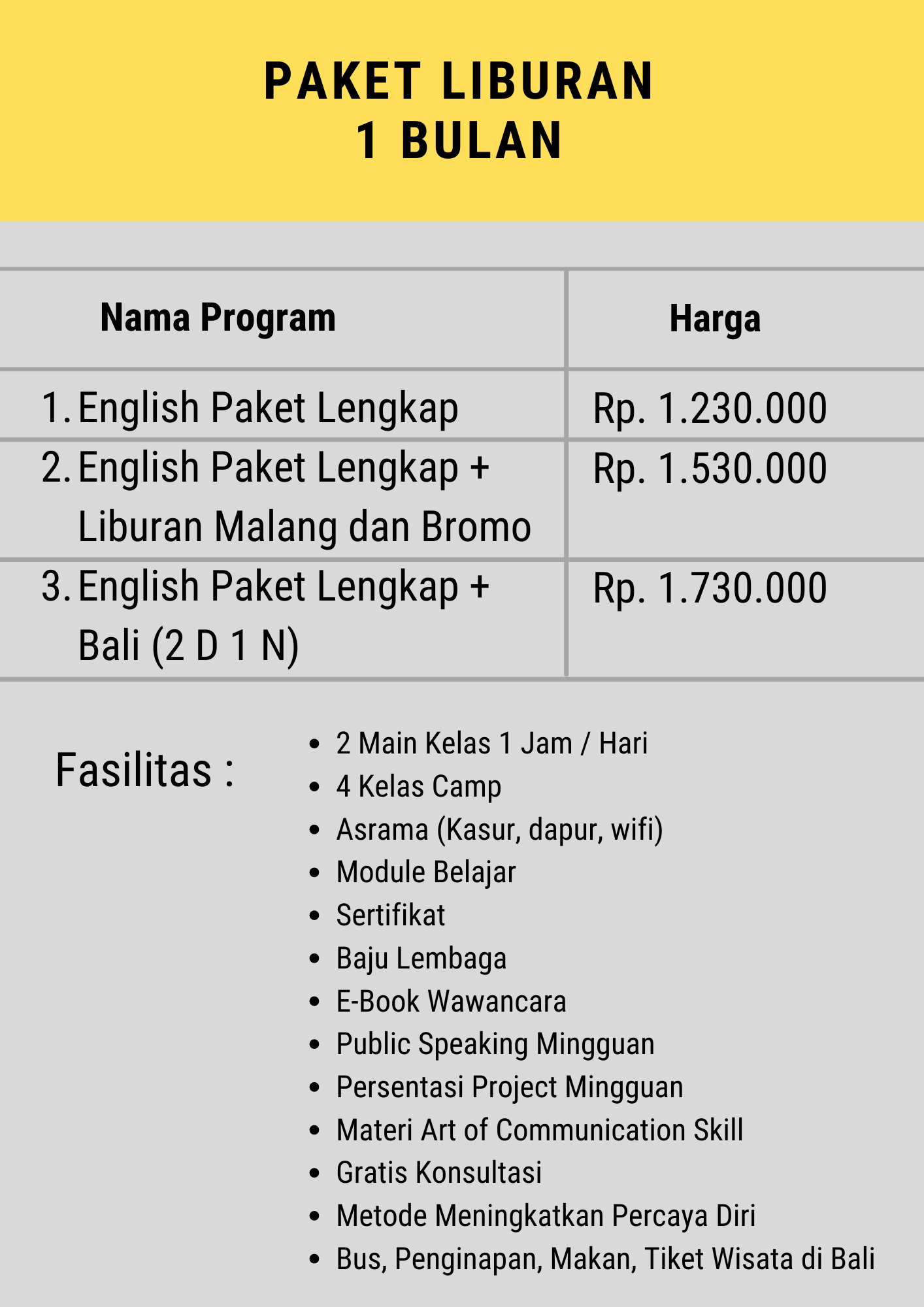 Program Liburan Terbaik dan Murah Kampung Inggris Pare